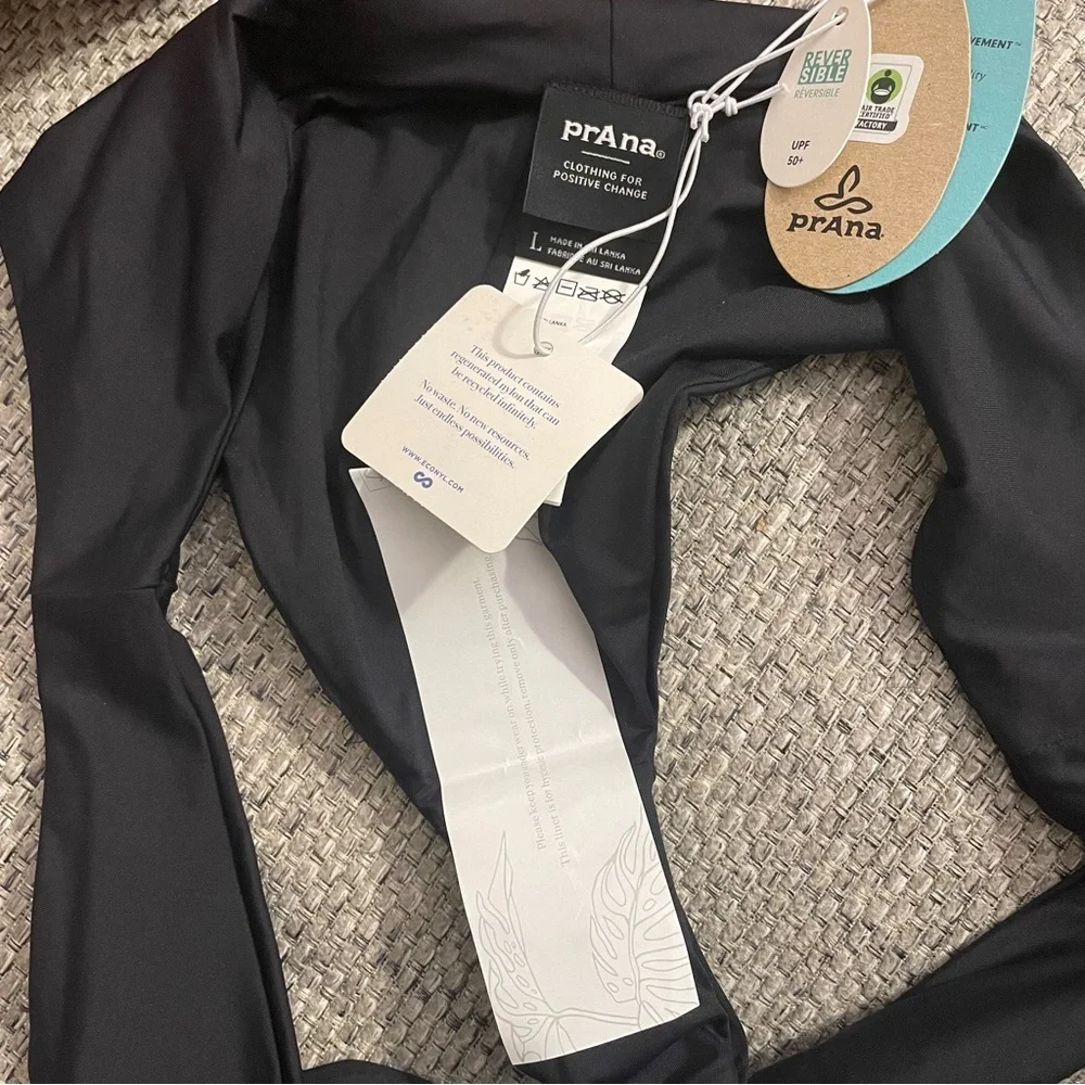 NWT prAna Size Large Black Gemma Swim Bikini Bottom Swimwear